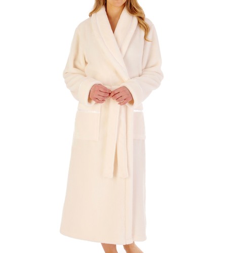 Dressing Gown Super Soft Flannel Fleece Womens Shawl Collar Slenderella Bathrobe - Picture 3 of 55
