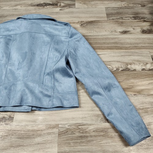 BB DAKOTA Blue Faux Suede Moto Jacket Size XL New With Tags - Picture 8 of 15