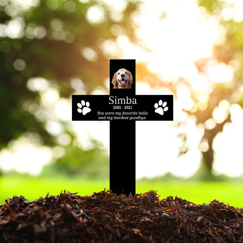 Personalized Pet Memorial Cross Acrylic Plaque Stake, Dog Loss Grave Marker