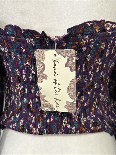 NWT Band of the Free Agathe Purple Floral Smocked Top S - Picture 8 of 12