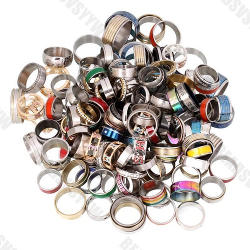 50pcs Wholesale Bulk Lot Mixed Stainless Steel Rings Men's Women's Band Ring - Picture 7 of 8