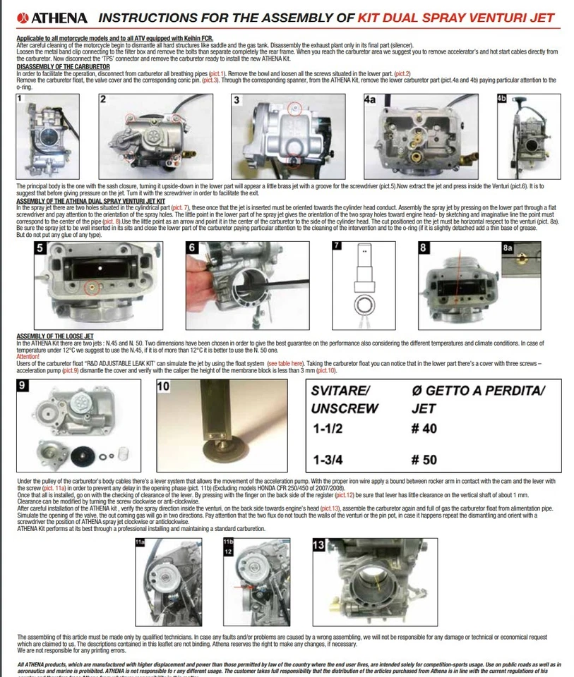 Athena - P400000180002 - Dual Spray Venturi Jet Kit for Keihin FCR-MX Carburetor - Image 3 of 4