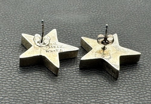 Vintage TAXCO MEXICO 925 Sterling Silver Star Studs Earrings 14.5 gr - Picture 9 of 9