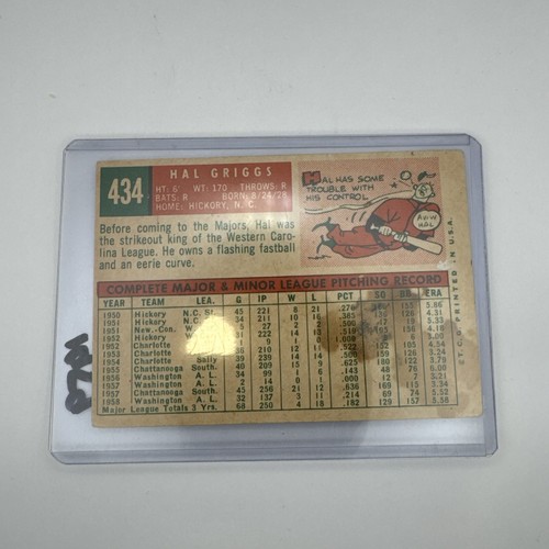1959 Topps 434 Hal Griggs - Picture 2 of 7