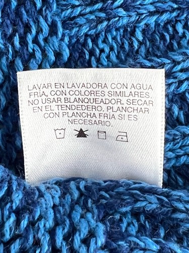 Mujeres Adolescentes Talla M Blusa Tejida Tonos Azules Ancho Escote Caído Calce Elástico de Bongo - Imagen 7 de 8