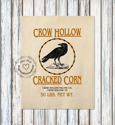 Crow Hollow Black Crow Cracked Corn Fabric Panel #1228 - Picture 7 of 10