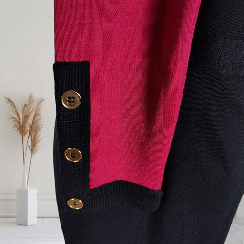 Vintage 80s Liz Claiborne Colorblock Dress Size M Acrylic Wool Knit Midi Career - Picture 9 of 14