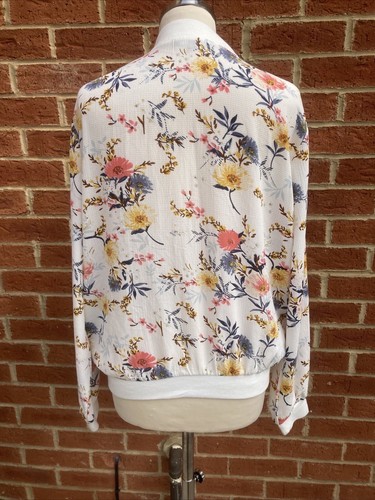 New Look Women's Jacket UK 12 White Floral Polyester with Elastane Bomber Jacket - Picture 22 of 24