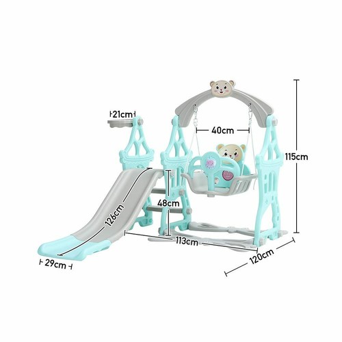 Green Swing and Slide Set Kids Toddler Baby In/Outdoor Playground Climb Boys Toy - Picture 2 of 9
