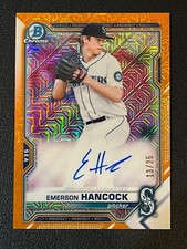 Emerson Hancock 2021 Bowman Chrome Orange MOJO Mega Box Refractor Auto 13/25