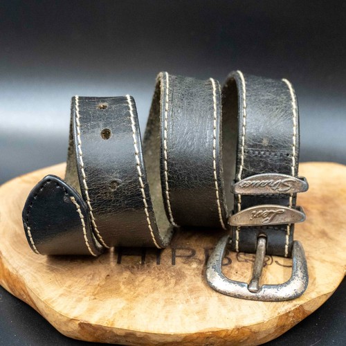 Levis Womens Belt Vintage Leather Belt Jeans Leather Belt Black Size 28 - Picture 3 of 7