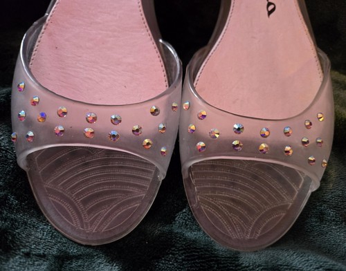 Nuove scarpe donna Nina New York in gelatina trasparente slip on con strass taglia 9 - Foto 6 di 7