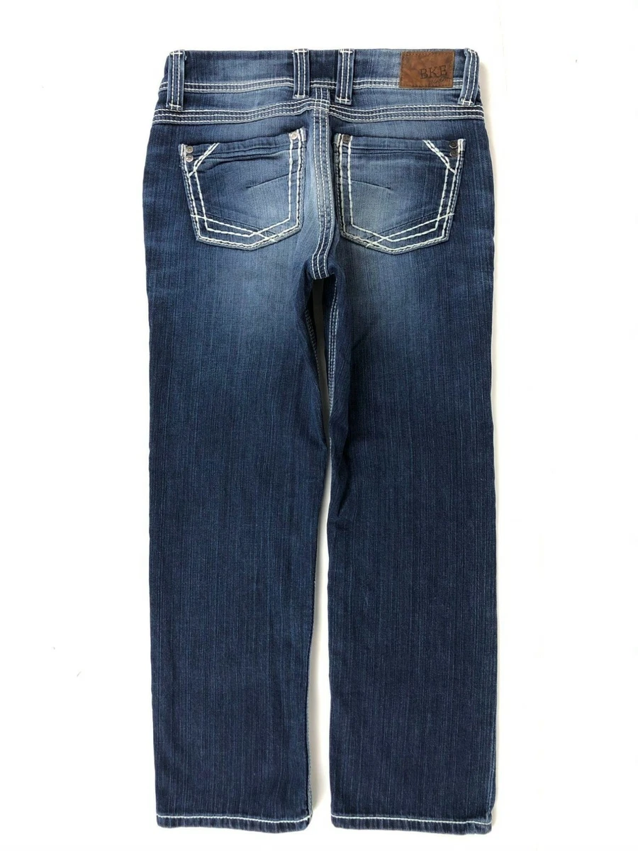 BKE Buckle Harper Thick Stitch Bootcut Jeans Medium Wash 27 Stretch Distressed