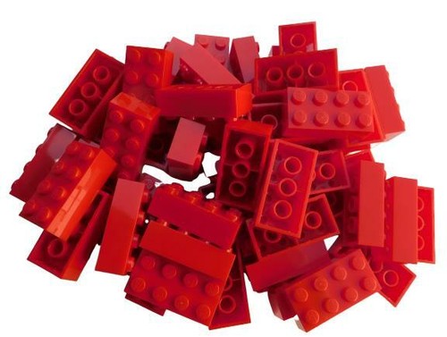 LEGO 50 pièces pierres rouges 2x4 pierres de base (3001) pierre neuve City Basics blocs de construction - Photo 1/4