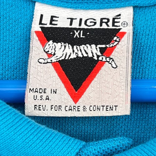 Vintage Le Tigre Polo Shirt Mens XL Blue Golf Short Sleeve Dad White Tiger USA - Picture 4 of 6