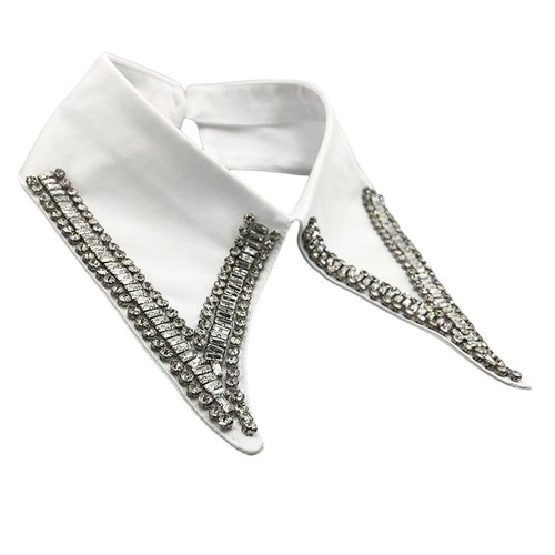 Women Crystal Detachable Fake Collar Vest Rhinestone Neck Lapel Choker - Picture 8 of 8