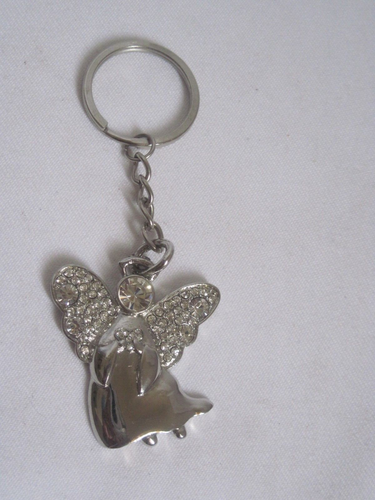 Bling ANGEL Shaped Keychain Silver Metal with Rhinestones - Bild 7 von 7