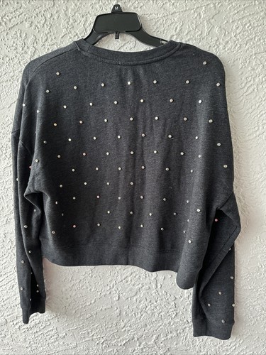 Sudadera Top BELLE VERE Gris Oscuro Plateado Tachonada Recortada Talla GRANDE ¡IMPRESIONANTE!!¡! - Imagen 6 de 6