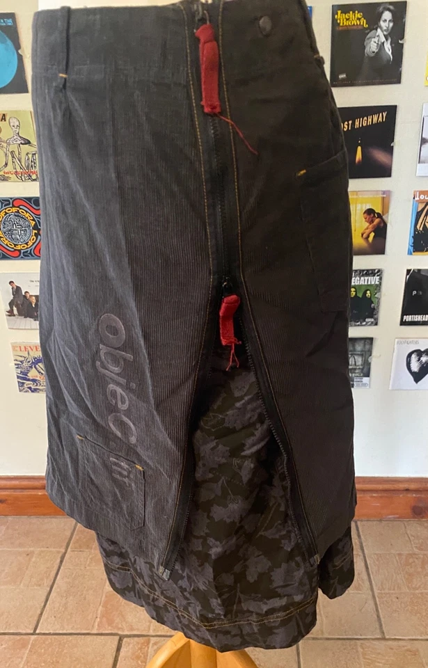 Maxi falda vintage años 90 Y2K archivo policía copino capas cordón floral 2 faldas cremalleras Foto 4 de 4