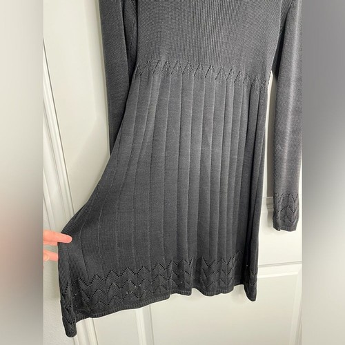 Peruvian Connection 100% Pima Cotton Crochet Detail Sweater Dress Black Sz Large - Bild 4 von 12