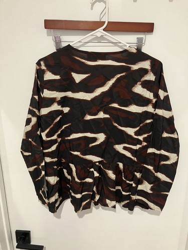 Masai Copenhagen Women's Dreda Peplum Blouse, Coffee Bean Abstract, Small - Picture 3 of 3