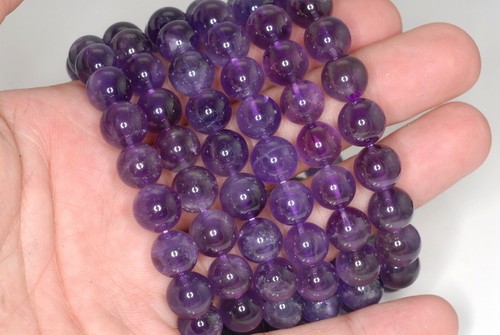 11MM DARK AMETHYST GEMSTONE GRADE A PURPLE ROUND 11MM LOOSE BEADS 7inch - Picture 4 of 4