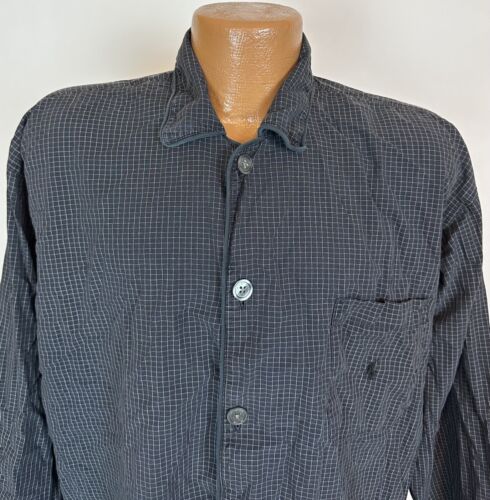 Vintage 90s POLO Ralph Lauren Pyjama Top S/M Faded Black Windowpane Check FLAW - Bild 2 von 12