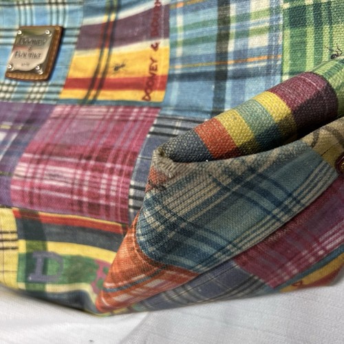 Bolso Cartera Dooney & Bourke Vintage Retazos Lona Pastel Cuadros Hormiga Picnic - Imagen 3 de 15