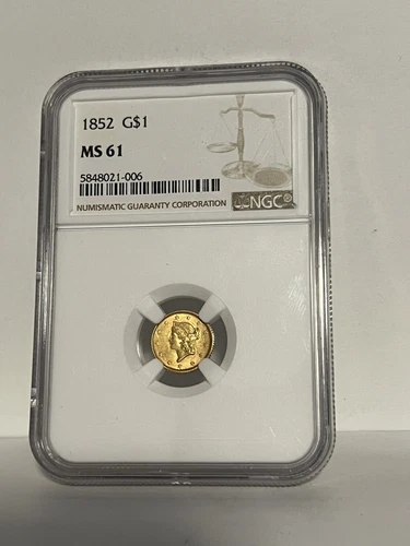 G$1 1852 Liberty Head Gold Dollar NGC MS61 *