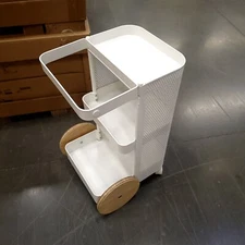 Ikea DAJLIEN Utility Cart White 16 1/2" x 15 3/8" x 25 5/8" Steel Bamboo New