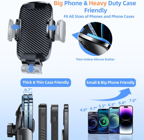 Car Phone Holder with Suction Cup & Telescopic Arm for Windshield & Dashboard - Picture 3 of 7