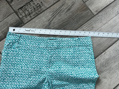Lord & Taylor Womens Green White Cotton Stretch Crop Pants Size 10P Petites FB - Picture 3 of 5