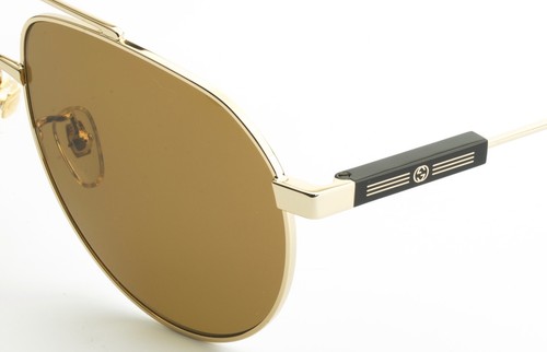 Brand New Authentic Gucci Aviator SunGlasses Frame G1311S 004 Brown Color lens - Picture 8 of 17