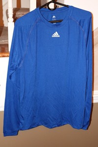 NWOT-adidas-Men-039-s-Climalite-Long-Sleeve-Performance-Shirt-DEEP-BLUE-Size-LARGE