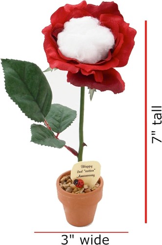 Handcrafted Cotton Roses in Terra Cotta Pot - Perfect 2nd Anniversary Gift - Picture 5 of 6
