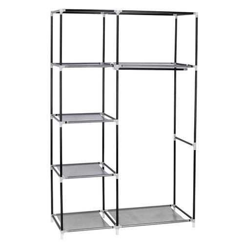 64" Portable Closet Storage Organizer Clothes Wardrobe Shoe Rack Shelf w/ Cover - Picture 5 of 20
