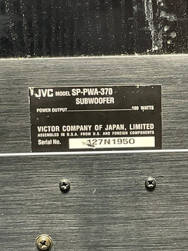 JVC Powered Subwoofer SP-PWA-370 🔊 Victor Company Surround Sound Speaker - - Photo 8/15