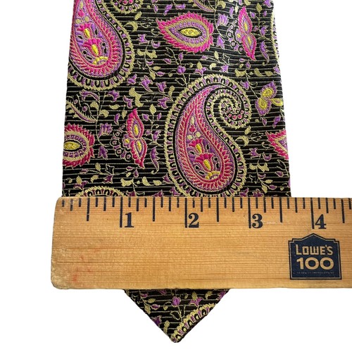 Duchamp London Silk Necktie Black Pink Gold Floral Paisley NWOT $130 - Picture 5 of 6