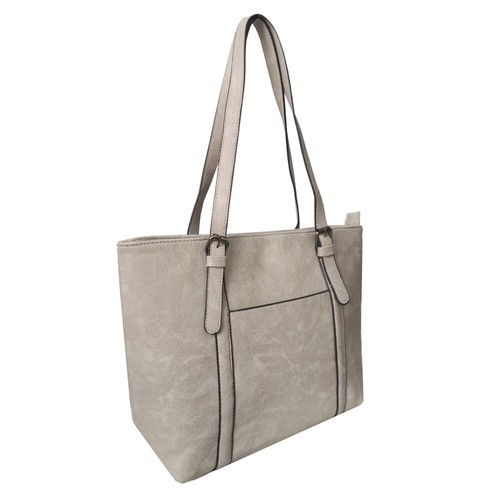 Women's Large Faux Leather Classic Tote Bag - Ladies Shopper Handbag - Picture 17 of 30
