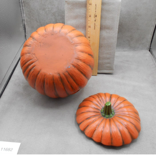 Vintage Jack O'Lantern Halloween Pumpkin 5" Round 6" Tall w/Hole for Light - Picture 9 of 10
