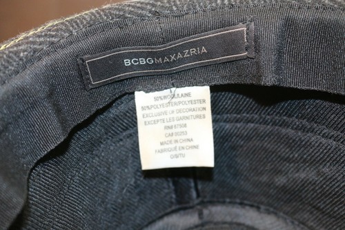 BCBGMAXAZRIA Hat Charcoal Gray Wool Yellow Stitch Fedora Trilby Unisex One Size - Picture 11 of 11