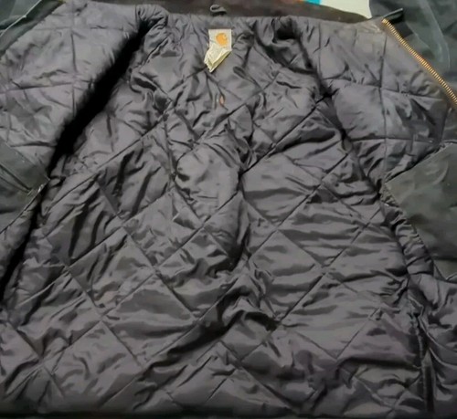 Vintage Carhartt J02 BLK Jacket Quilt Lined USA Biker Faded Distressed Sz 48 T - Picture 7 of 8