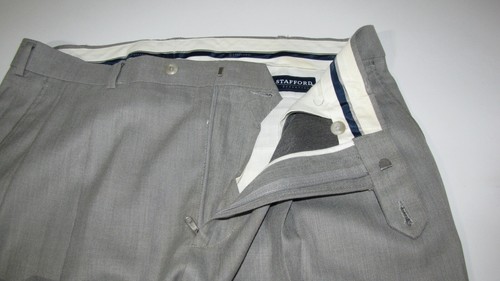Stafford Anzughose klassische Passform doppelte Plissee Bündchen hellgrau 36 x 31,5 für Herren - Bild 7 von 11
