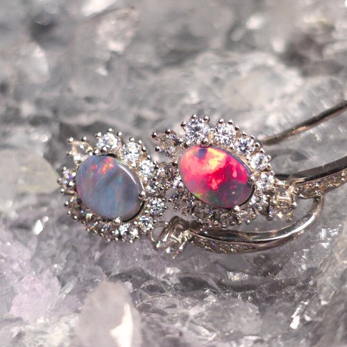Caribbean Pink Beach Lightning Ridge Dark Opal 1.80ct 925 Silver Hook Earrings - Bild 8 von 10
