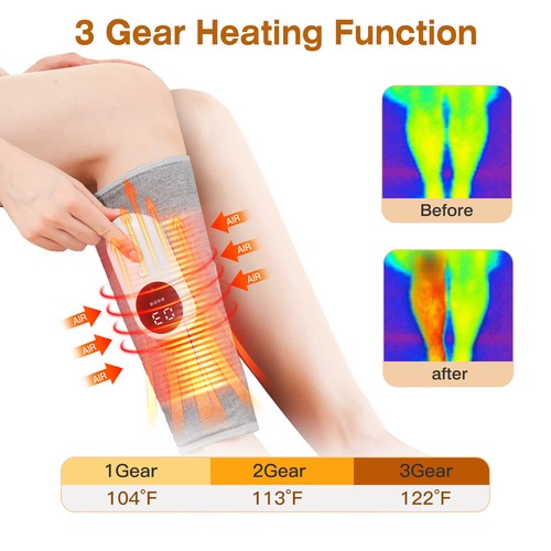 Leg Foot Massager Heat Air Compression for Circulation Muscles Relax Pain Relief - Picture 3 of 12