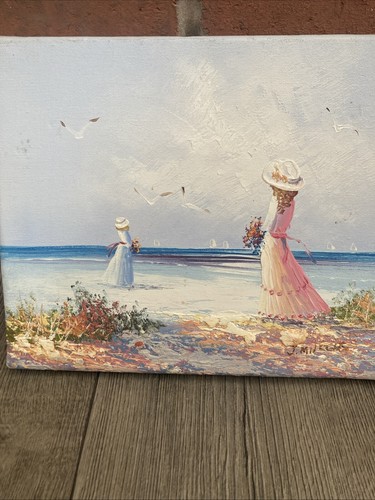 Impressionist Oil Painting - Oil On Canvas Girls At Beach Miller