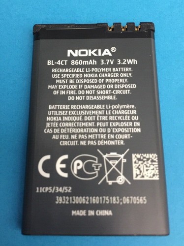 ORIGINAL AKKU ACCU BATTERIJ NOKIA BL-4CT BL4CT OEM 860mAh 3,2Wh BATERIA ORIGEN - Photo 6 sur 9