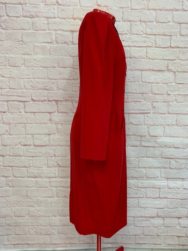 VTG Albert Nipon Executive Dress Red Drop Waist Wool Velvet Collar Wm's 10 - Picture 4 of 7