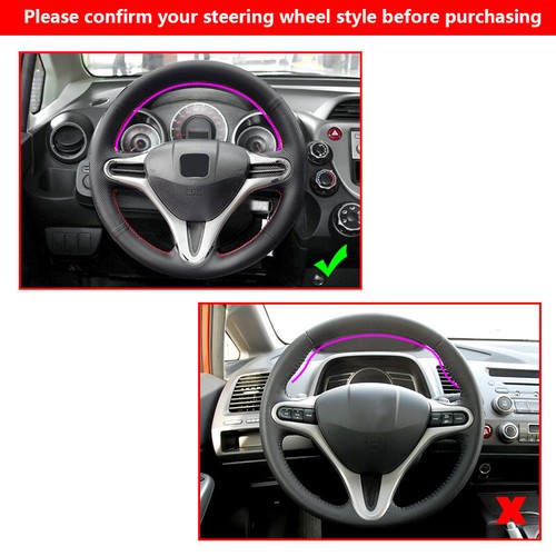 Schwarz Leder Lenkrad Lenkradbezug For Honda Fit Jazz City 2009-13 Insight 10-14 - Bild 3 von 7