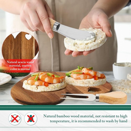 Juego de 2 tablas de queso corazón y cuchillos madera de acacia mini tabla de charcutería favor de fiesta - Imagen 4 de 6